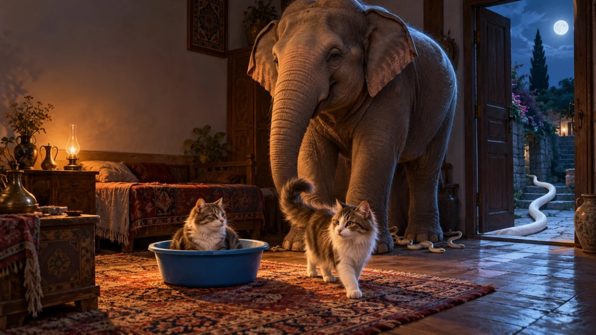 Dream of an elephant, cats and a snake leaving the house explained