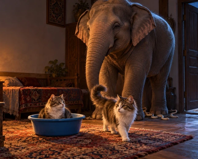 Dream of an elephant, cats and a snake leaving the house explained